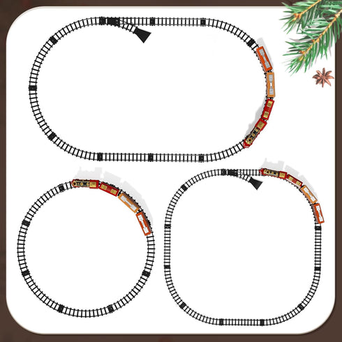 TEMI Train Set for Kids 3-5, Rechargeable Red Train with Steam Engine, Cargo Car, Long Track, Gift for Boys & Girls