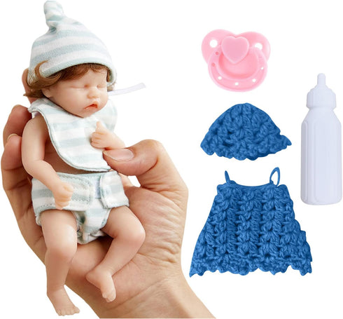Reborn Baby Dolls - 6 Inch Mini Realistic Newborn Baby Girl Doll with Curly Rooted Hair and 2 Clothes, Lifelike Reborn