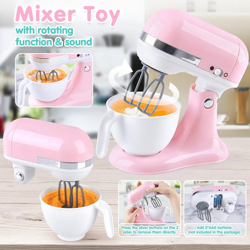 Playset Sets 2 3 4 5 6 7 Play Kitchen Appliances Toys - Kids Kitchen Accessories, Pretend Play Toy with Coffee Maker
