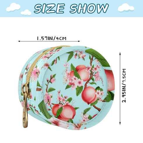PYBUG Peach Round Pacifier Storage Case, Polyester & TPU Lined with Hook Buckle, Pacifier Container Box for Baby