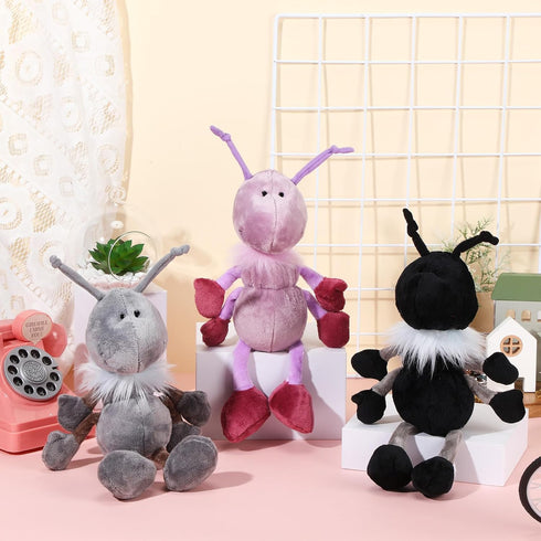 3 Pcs Ant Plush with Scarf, Cuddly Stuffed Animal Plush Toy for Birthday Holiday Party Gifts, 12 Inch (Gray)
