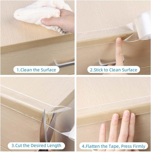MILEQEE 3Pack Strip,1.18in 16.4FT(49.2FT Countertop,Waterproof Clear Edge Protector x Total),Sharp Edge Wrap Cover