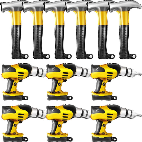 12pcs Hammer Balloons, 17 Inch Inflatable Toys for Construction Party Decorations, Father's Day Party