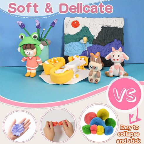 Air Dry Clay Kit - 36 Colors Ultra Light Magic Clay with Tools, Safe and Non-Toxic for Kids
