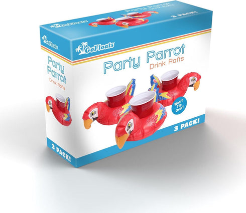 GoFloats Inflatable Pool and Hot Tub Drink Holders, 3 Pack, Choose Unicorn, Flamingo, Palm Tree