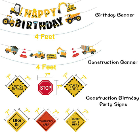 Construction Birthday Party Supplies, 51 Pack Dump Truck Party Decorations Kits for Kids