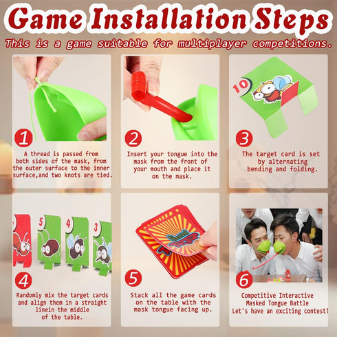 Generic Family(2pcs) Frog Mask with Blow Tongue,Frog Tongue Game-Multiplayer Party Game with Blow Tongue Mask