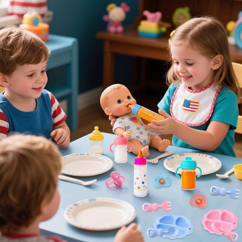 15 Set,Doll Set Package,Pretend Pcs Baby Doll Accessories Magic Bottle Feeding with Play Feeding Toys