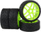 1:8 Off-Road RC Buggy 17mm Hub Wheel Rims and Tires - H Tread Pattern Fluorescent Green, Pack of 4