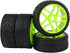 1:8 Off-Road RC Buggy 17mm Hub Wheel Rims and Tires - H Tread Pattern Fluorescent Green, Pack of 4