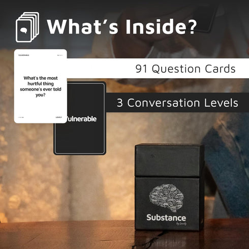 Substance 90 2-6 Card Game - Conversation Cards for Adults, Couples, Friends, Co-Workers, Strangers - Meaningful, Deep