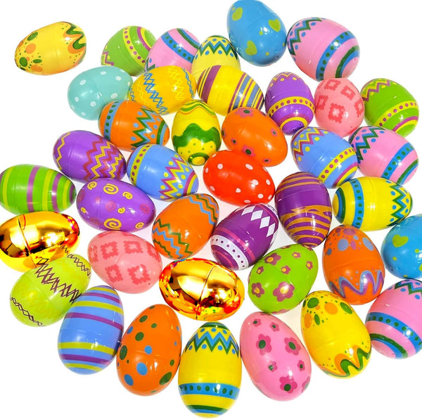 GiftExpress Pattern Color Easter Eggs - 50 Piece Assorted Bulk 2.3" x