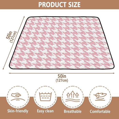 EtherSpher Cozy foldablummy 50'' 50''alfombras Classical Peach White Houndstooth Large Non-Slip Baby Floor Play mat