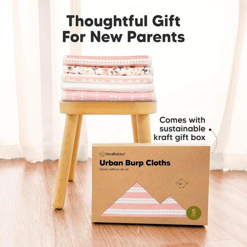 Organic Burp Cloths for Baby Boys and Girls, 5-Pack Super Absorbent Burping Cloths, Soft Plush Newborn Towels