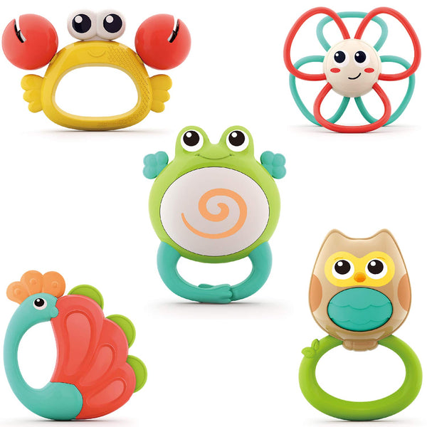 Baby Rattles Toys Set, Infant Grab N Shake Rattle, Sensory Teether, Music Learning Toy, Birthday Gifts for Newborns
