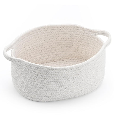 Cute Woven Storage Basket with Handle, Decorative Organizer Bins for Gifts, Pet Dog Toys, Baby Essentials, Snack Diaper