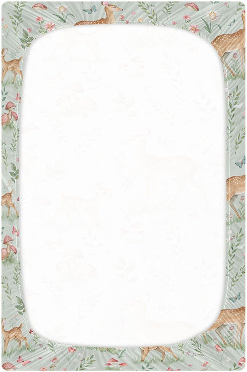 Burbuja 27 39 Fitted Crib Sheet for Girls and Boys, Woodland Fawn Soft Breathable Crib Sheet for Standard Crib
