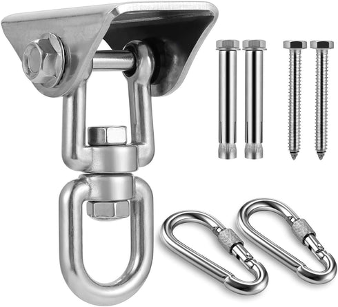 Stainless Steel Hanging Kit with Swing Hangers, Hammock Spring, and Kglobal Swivel Hook
