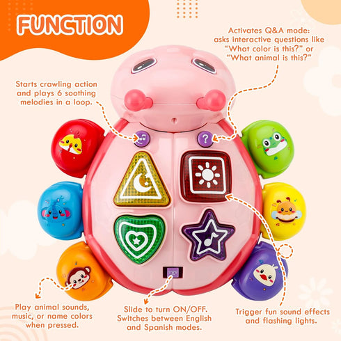 6-12 Tummy Baby Toys Months, Crawling Musical Baby Toy with Obstacle Avoidance, Lights & Music, Interactive Time