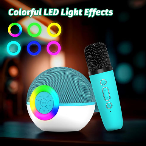 goopow 3 4 5 6 7 8+ (Green-2MIC) Mini Karaoke Machine Speaker for Kids Adults, Portable Bluetooth Microphone Song Toys