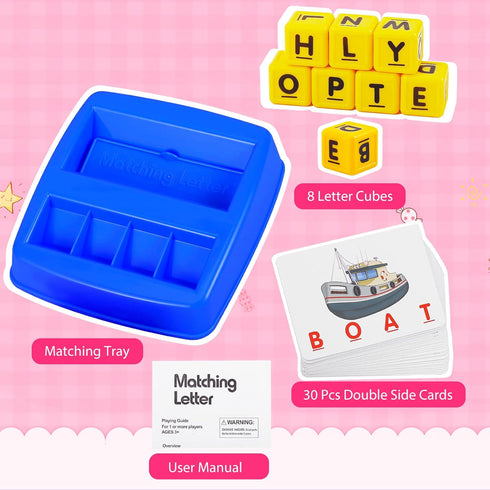 Matching Letter Game for Preschool & Kindergarten Kids, Spelling Word and Memory Educational Toy for Ages 3-8