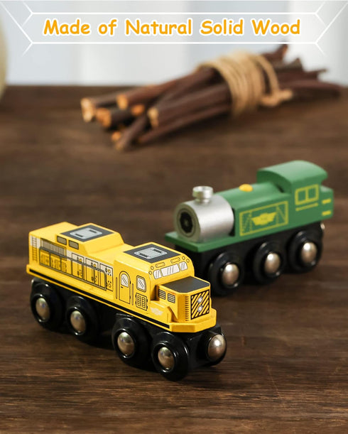Set Set (10 3+ SainSmart Jr. Wooden Train Accessories, Magnetic Toy Car PCS), Compatible with All Major Brands, Gift