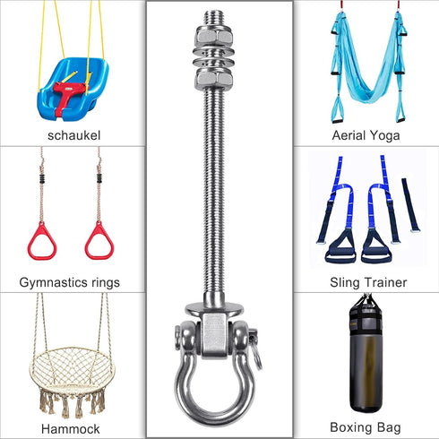 BeneLabel Heavy Duty Swing Hangers, Set of 6 Stainless Steel 304 Hardware for Hanging Hammocks, 1500LB Capacity