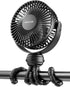 Gaiatop Mini Portable Stroller Fan, Battery Operated Clip on Fan, 3 Speed Rechargeable, Black
