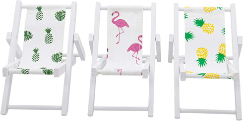 AUEAR 3 Pcs Miniature Foldable Chair Accessory Deck for Decoration, 1:12 Scale (Style A)