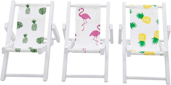 AUEAR 3 Pcs Miniature Foldable Chair Accessory Deck for Decoration, 1:12 Scale (Style A)
