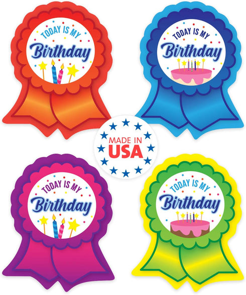 Birthday Ribbon Stickers / 250 Birthday Stickers for Kids / 1 5/8" x 2" School Today is My Birthday Labels