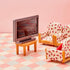 2 Pieces Miniature TV Dollhouse Television with Remote Control, 1:12 Scale Mini Furniture Model Decoration Accessories