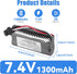 HJ 7.4V 1300mAh SM3P Li-ion Batteries with 2S Charging Cable for Hobby Remote & App Controlled Vehicle Toys