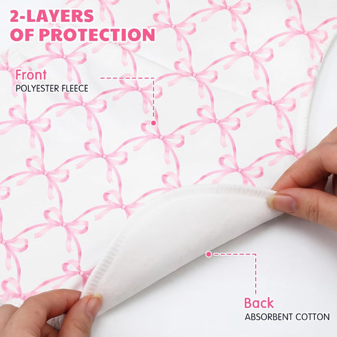 5 Pack 19"x9" Set SmoothNovelty Pink Bow Baby Burp Cloths Soft Absorbent Burping Rags for Newborns Spit up Cloths
