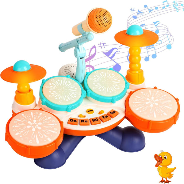 Toddler Drum Set for Toddlers 1-3, Upgraded Baby Drum Set with Microphone,