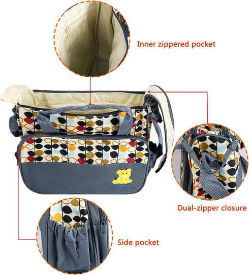 Wilytyres 5PCS Set, Mummy Diaper Bags Tote Waterproof Diaper Bags, Maternity Bag with Nappy Changing Pad Insulated