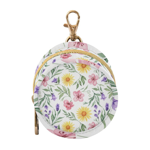 PYBUG Flowers Round Pacifier Storage Case, Polyester & TPU Lined with Hook Buckle,
