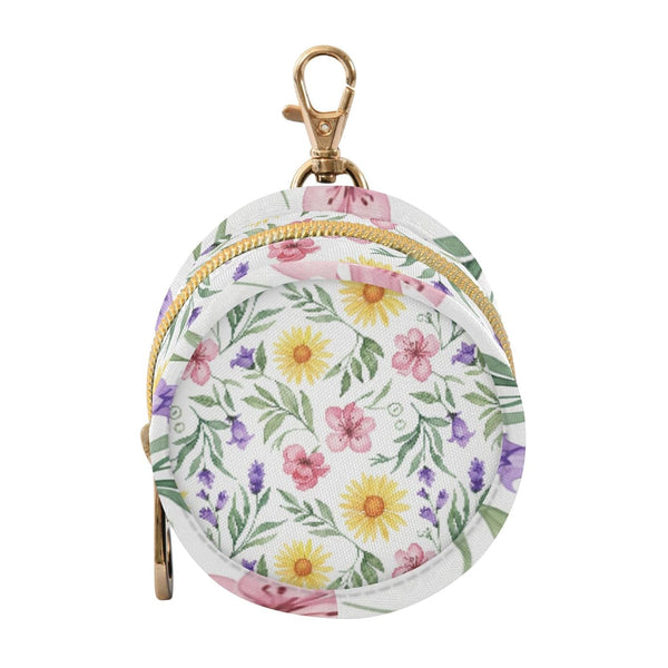 PYBUG Flowers Round Pacifier Storage Case, Polyester & TPU Lined with Hook Buckle,