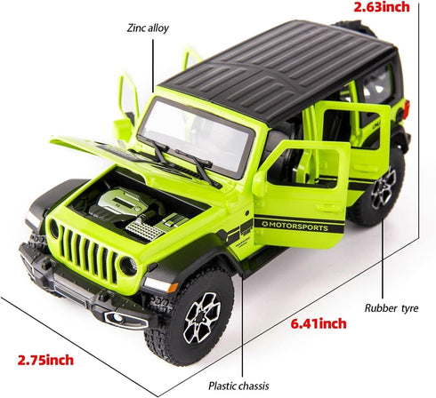Compatible for 1/32 Wrangler Alloy Diecast Pull Back Model Car Collectible Gift with Light and Sound Toy Vehicle for Kids Boys Girls Toddler Christmas Birthday Gift Green