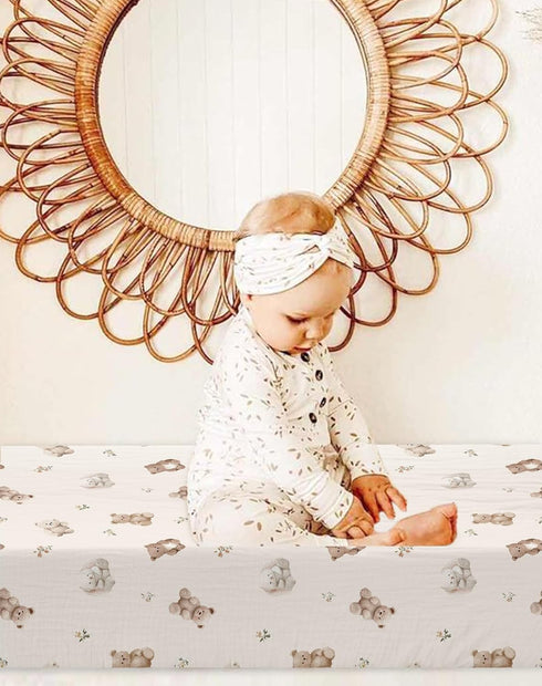 Changing Pad Cover for Baby Girls Boys, Muslin Changing Table Pad Covers with Boho Style, Neutral Color Soft