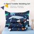 Set 4 Set Wake In Cloud - Toddler Bedding for Boys, Pieces Soft Crib Bed Including Comforter, Fitted Sheet, Flat Top