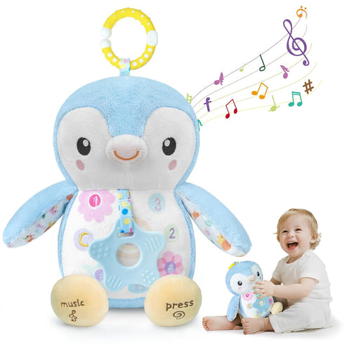 Fuzqq Baby Toys 0-6 Months,Musical Plush Stuffed Animal with Rattles & Crinkle Paper,Hanging
