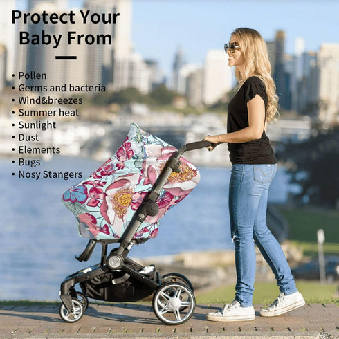 Schgap Flowers Car Seat Covers Canopy for Baby Nursing Cover Breastfeeding Baby Carrier Cover Stroller Cover