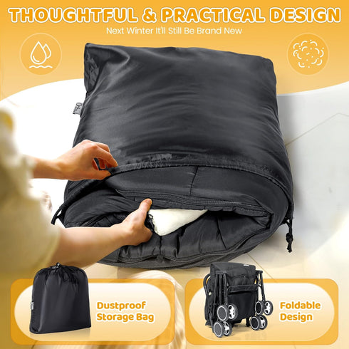 Cozy IvyWind Stroller Footmuff, Baby Winter Stroller Bunting Bag with Removable Zipper, Universal Warm Sleeping Bag