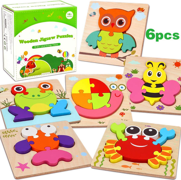 Wooden Montessori Puzzles for Toddlers, Educational Toy for 1-3 Year Old Girls Boys, Kids Puzzle Ages 2-4
