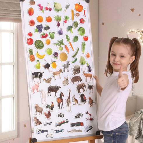 110 Fridge Magnets for Toddlers in Gift Tin Box | Kids Magnetic Animals for Refrigerator | Toddler Fridge Magnets