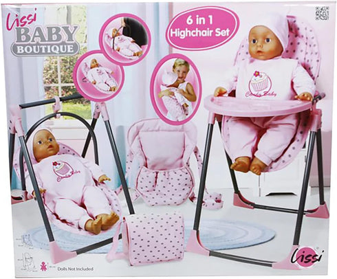 Lissi Baby Doll 6-in-1 Convertible Highchair Play Set