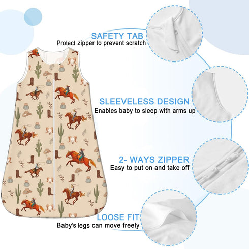 Baby Wearable Blanket, Sleeping Bag Sack, Unisex Baby Stuff, Western, 6-12 Months