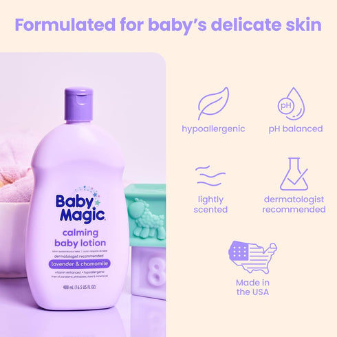16.5 oz. (6 Pack) Baby Magic Calming Lotion | Helps Comfort and Relax Before Bedtime | Lavender & Chamomile | fl