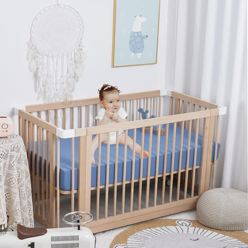 2 Pack Set 28"x 52" Muslin Neutral Crib Sheets for Boys & Girls Blue Rutiwa Soft Breathable Baby Sheets for Crib